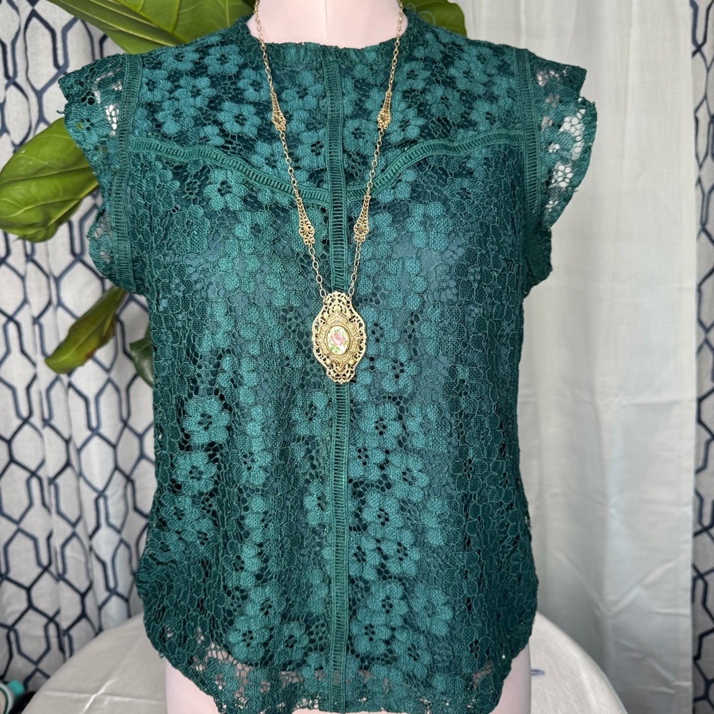 Elegant Green Lace Top